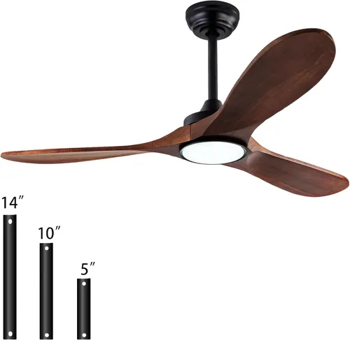 Vista 7 de Ventilador de techo silencioso de 52 pulgadas con control remoto, 3CCT, acabado de nogal. 3CCT, mobile app, full memory function, for use in