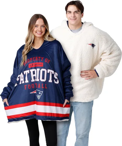 Vista 11 de FOCO Nfl Team Logo Reversible Oversized Sherpa Hoodie Sweatshirt Hoodeez