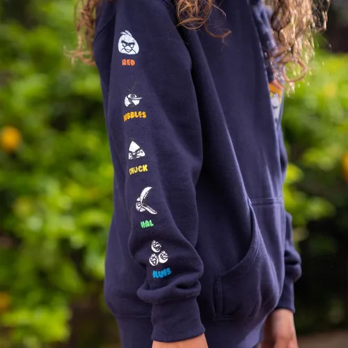 Vista 4 de Angry Birds Sudadera oficial de forro polar con capucha retro para niños, niñas, unisex