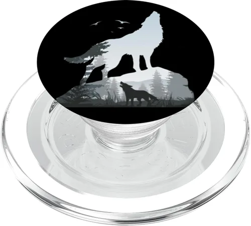 Vista 8 de Wilderness Mountains Nature Howling Wild Animal Wolf PopSockets PopGrip: agarre intercambiable para teléfonos y tabletas
