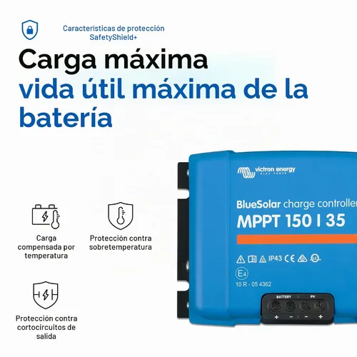 Vista 6 de Victron Energy BlueSolar MPPT Controlador de carga solar - Controladores de carga para paneles solares - 150V, 35 amperios, 12/24/36/48 voltios