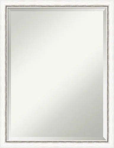 Vista 13 de Amanti Art - Espejo de baño blanco para sobre lavabo, espejo de tocador rectangular Morgan blanco azul de 22x18, marco de madera moderno pequeño, se