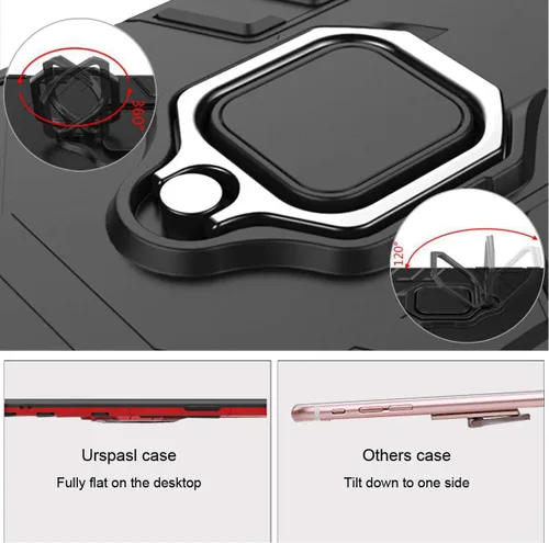 Vista 4 de Funda para Xiaomi Redmi Note 9 con protector de pantalla de vidrio templado Hybrid Heavy Duty Armor Funda protectora para teléfono con soporte