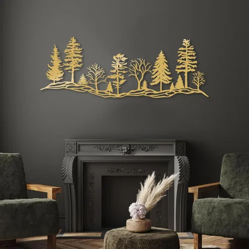 Vista 7 de Arte de pared de bosque de metal, decoración de pared de bosque, decoración de pared de metal de montaña y bosque, decoración de árbol de metal