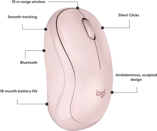 Vista 7 de Logitech Ratón inalámbrico Bluetooth silencioso compacto M240 - Rosa