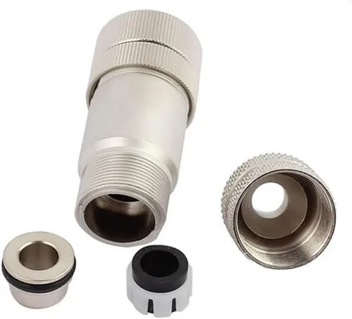 Vista 3 de Elecbee 3 unids M12 conector de sensor blindado A-Coded 8 Pin hembra enchufe de cable recto con carcasa de metal impermeable