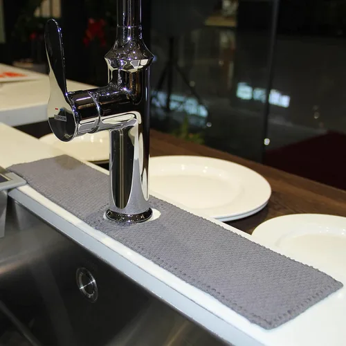 Vista 8 de Tapete absorbente para grifo de cocina de 18 pulgadas, protector contra salpicaduras de fregadero, mango de grifo de microfibra, bandeja de cocina