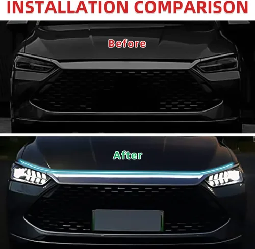 Vista 3 de Ziciner Tira de luz para capó de automóvil, tira LED flexible de 59 pulgadas, impermeable, luces de circulación diurna, accesorios universales