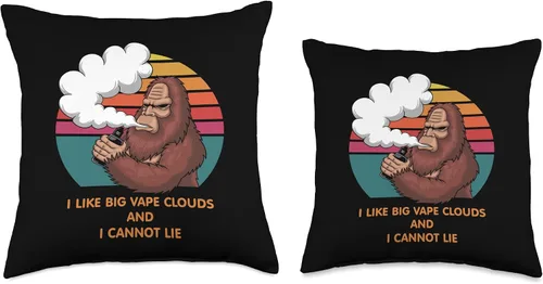 Vista 3 de The Vape Life Designs Almohada con texto en inglés "I Like Big Vape Clouds and I Cannot Lie-Ape Monkey, 16 x 16 pulgadas, multicolor