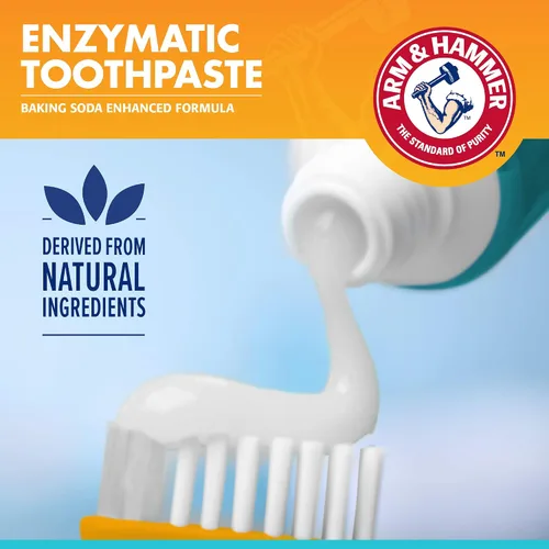 Vista 2 de Arm & Hammer Enzymatic - Kit de cuidado dental para perros, sabor a pollo, tubo de 2.5 onzas Pasta de dientes de bicarbonato de sodio, sabor a