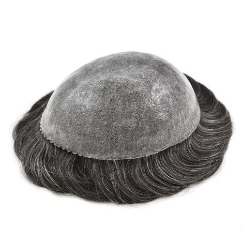 Vista 374 de Toupee para hombre 100% cabello humano real tupé para hombres 0.004 in piel de poliuretano para hombre, sistema de reemplazo de piezas de pelo