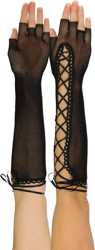 Vista 5 de ToBeInStyle Guantes calentadores de brazo sin dedos con cordones para mujer