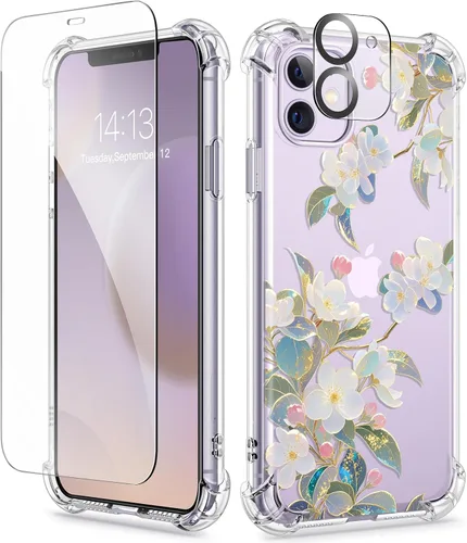Vista 35 de GVIEWIN - Funda para iPhone 11 con protector de pantalla + protector de lente de cámara, cubierta protectora transparente suave de poliuretano