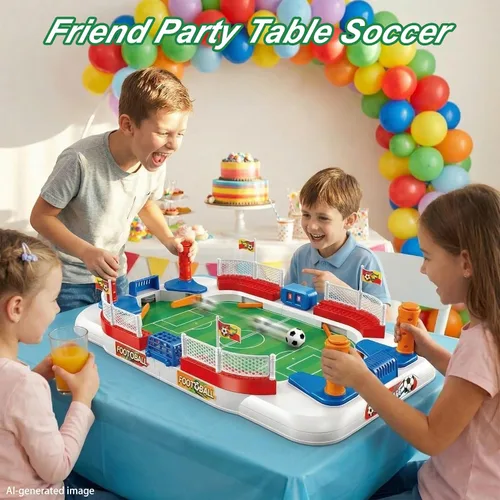 Vista 3 de Mini juego de mesa de futbolín para niños: juguete de regalos de fútbol para niños de 3, 4, 5, 6, 7, 8 a 12 años, juegos de mesa de fútbol deportivo