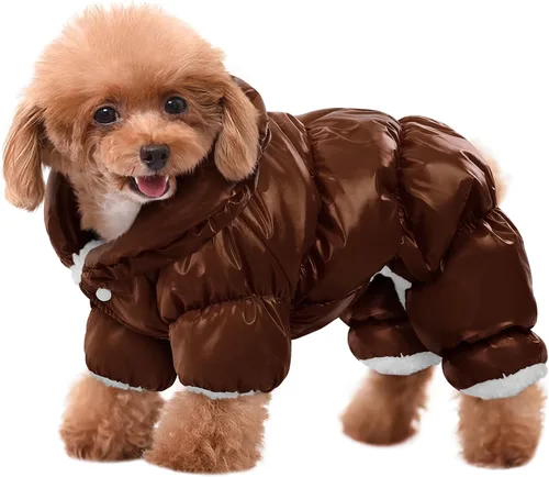 Vista 21 de AOFITEE Abrigo para perro, chaqueta impermeable para perro, abrigo de invierno para perros de cuerpo completo, traje de nieve, chaqueta acolchada a