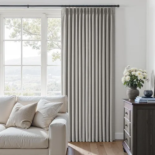 Vista 39 de Topfinel - Cortinas opacas plisadas de 96 pulgadas para dormitorio, 2 paneles Natural