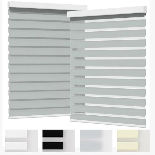 Vista 35 de MYshade Persianas enrollables de cebra opacas (85 %) con cordón para ventanas interiores, persianas de doble capa beige para dormitorio, baño, sala