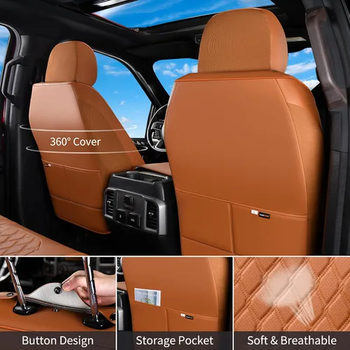 Vista 5 de Huidasource Fundas de Asiento para Camioneta F150 Compatibles con Ford F150 2015-2025 y F250 F350 F450 2017-2025 Crew Cab XL XLT Lariat King Ranch