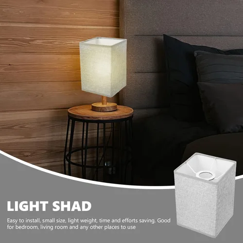 Vista 3 de Pantalla cuadrada de tela para lámpara, soporte de lámpara de lino natural, repuesto para lámpara de mesa y luz de pie (gris claro)
