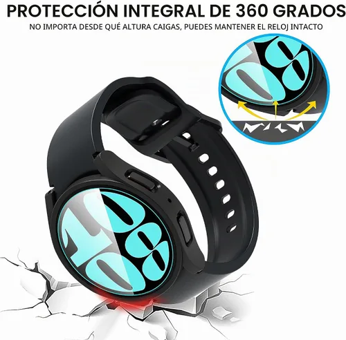 Vista 5 de Suoman Paquete de 4 + 4 fundas para Samsung Galaxy Watch 6 Classic de 1.575 pulgadas, protector de pantalla HD, cubierta protectora mate