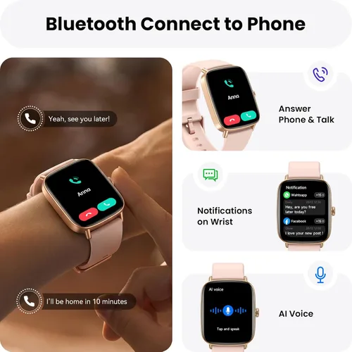 Vista 2 de ENOMIR Reloj inteligente para mujer, monitoreo de la salud del teléfono con Rosa
