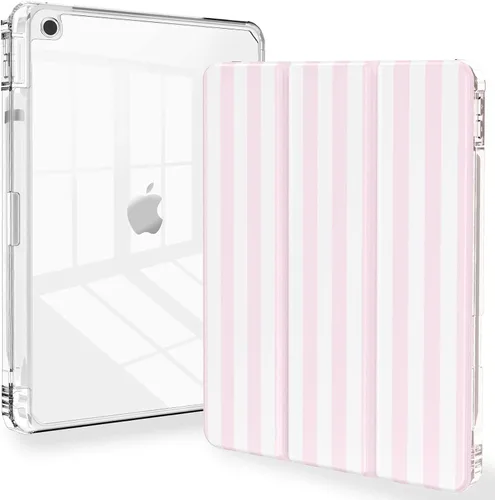 Vista 19 de Feams Funda para iPad de 9ª generación, funda triple para iPad 10.2, cubierta trasera transparente con soporte para lápiz y apagado Ángel