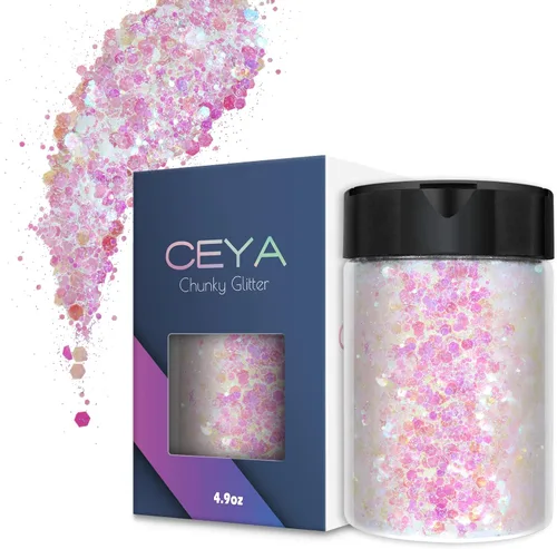 Vista 16 de Ceya Purpurina blanca ultra fina de 3.5 onzas/3.53 oz Coastline blanco iridiscente para manualidades, purpurina de 1/128 pulgadas, 0.008 pulgadas