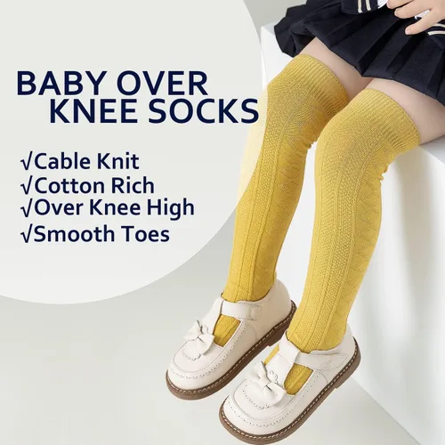 Vista 16 de EPEIUS Calcetines altos hasta la rodilla para bebés y niños pequeños (paquete de 3/5)