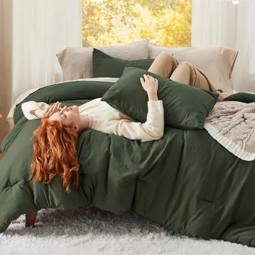 Vista 11 de Bedsure Juego edredón suave prelavado individual/individual XL, 365 días, cálido relleno alternativo GentleSoft™, 1 edredón ligero:68x88 pulgadas