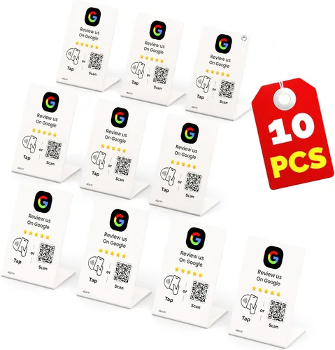 Vista 10 de Soporte de revisión de Google (2 piezas) - Boost Google Reviews con soporte reutilizable para tarjetas de Google Review Tap y soporte de código QR