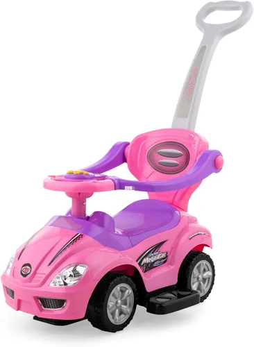 Vista 9 de Best Choice Products Carro de empuje y pedal 3 en 1 para niños, carro de juguete para niños pequeños con mango, bocina y música - Azul