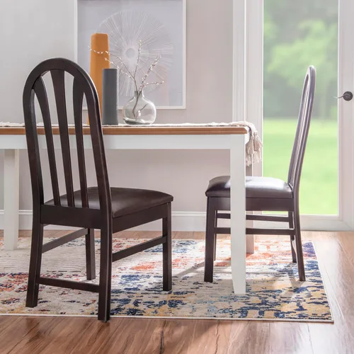 Vista 2 de Linon Kennerli - Juego de 2 sillas de comedor con asiento tapizado de piel sintética, color marrón