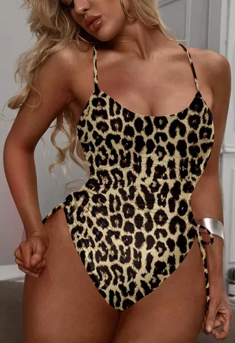 Vista 6 de Viottiset - Traje de baño de una pieza para mujer, de corte alto fruncido, con control de abdomen