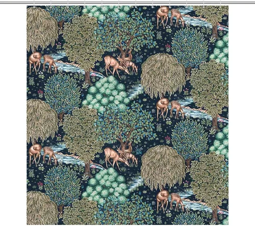Vista 30 de Cortina de ducha con 12 ganchos para baño, 72 x 72 pulgadas, diseño floral bohemio con hojas tropicales retro y florales (bohemio floral-1)