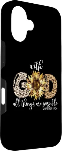 Vista 3 de iPhone 16 With God All Things Are Possible Leopard Sunflower Faith Case