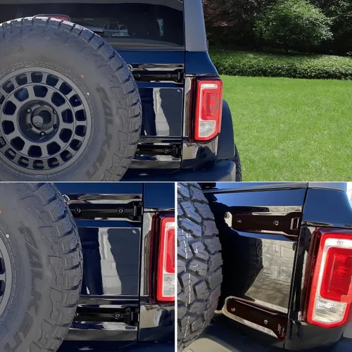 Vista 7 de Cubierta de bisagra de puerta trasera para puerta trasera, accesorios exteriores, decoración para Ford Bronco 2021, 2022, 2023, 2024, 2025 Negro