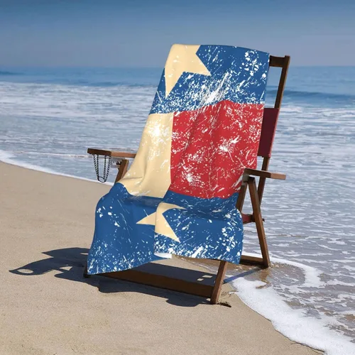 Vista 3 de Decktt Toalla de playa con bandera retro de Texas, 32 x 52 pulgadas, toalla de camping de microfibra de secado rápido, súper absorbente, súper