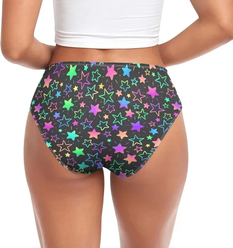 Vista 2 de JHKKU Ropa interior colorida con estrellas brillantes para mujer, braguitas de fibra de bambú, suaves, transpirables, estilo hipster