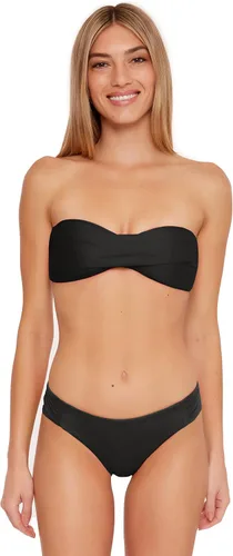 Vista 2 de Trina Turk Top de bikini con cuello halter estilo Mónaco Twist Bandeau para mujer Negro