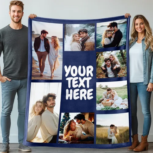 Vista 20 de Mantas personalizadas con 1 foto y texto impreso en Estados Unidos Manta personalizada con imagen de 30 x 40 pulgadas Mantas personalizadas
