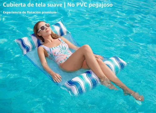 Vista 2 de Jasonwell Inflatable Pool Hammock Float - Water Hammock Pool Floaties Multi-Purpose (Saddle Lounge Chair Drifter) 4 in 1 Lake Beach Floating Azul