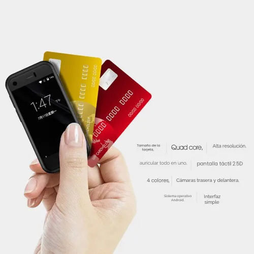 Vista 2 de Mini teléfono inteligente, teléfono desbloqueado El teléfono móvil más pequeño del mundo 2.5 pulgadas Android Quad Core 2G+16G 5.0MP Dual SIM Mini