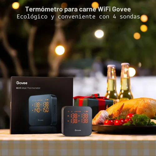 Vista 3 de Govee Termómetro de carne WiFi con 4 sondas, termómetro inalámbrico inteligente para carne con alerta de notificación de aplicación de rango