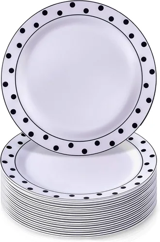 Vista 8 de Silver Spoons Platos desechables para fiesta – (20 piezas) juego de vajilla desechable resistente de 7.5 pulgadas, platos de plástico de comedor