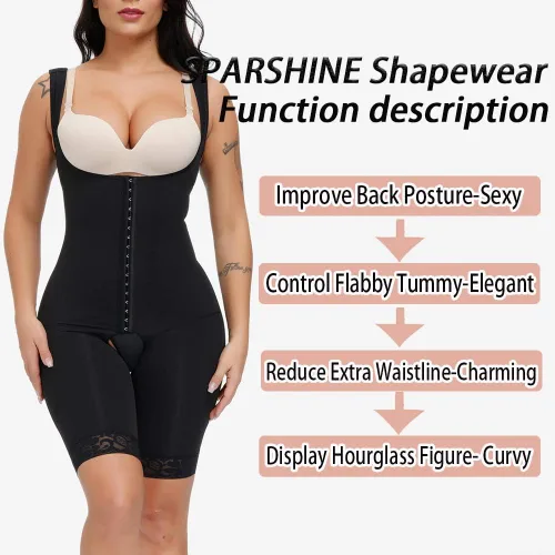 Vista 2 de SPARSHINE Fajas Colombianas con control de abdomen para mujer faja moldeadora de cuerpo con busto abierto para mujer entrenamiento de cintura