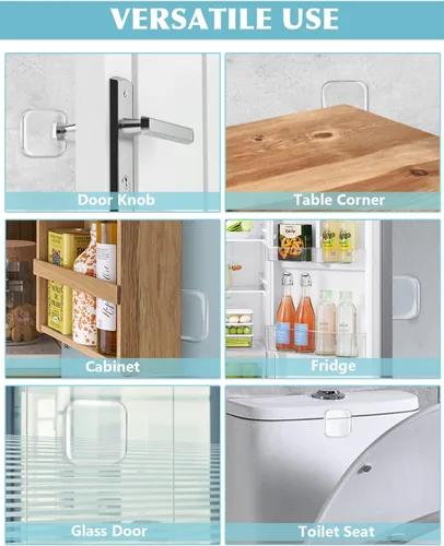 Vista 5 de Protector de pared para puerta, reutilizable de 1.57 pulgadas con adhesivo autosuficiente, gel silencioso y absorbente de golpes para el hogar