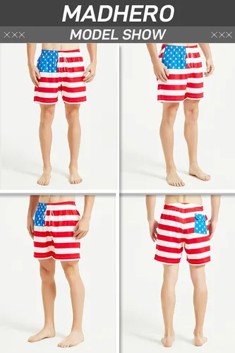 Vista 3 de MADHERO Traje de baño para hombre con estampado divertido con forro de malla