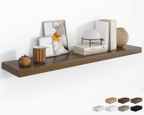 Vista 82 de RICHFOCUS Estantes flotantes de 8 pulgadas para estantes cuadrados de pared para dormitorio, cocina, baño, estante flotante de madera rústica