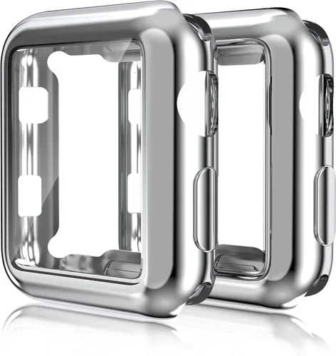 Vista 9 de Paquete de 2 fundas compatibles con Apple Watch de 1.496 pulgadas (1.496 in), protector de pantalla de poliuretano termoplástico (TPU), funda Negro