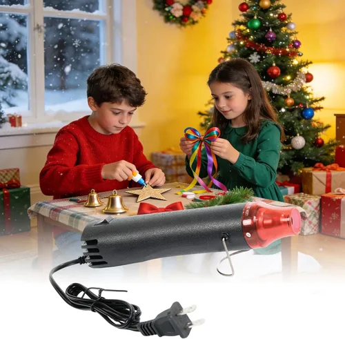 Vista 7 de Pistola de calor para manualidades, pistola de aire caliente de 110 V y 300 W, cable ultra largo de 3.28 pies, pistola de calor portátil con soporte